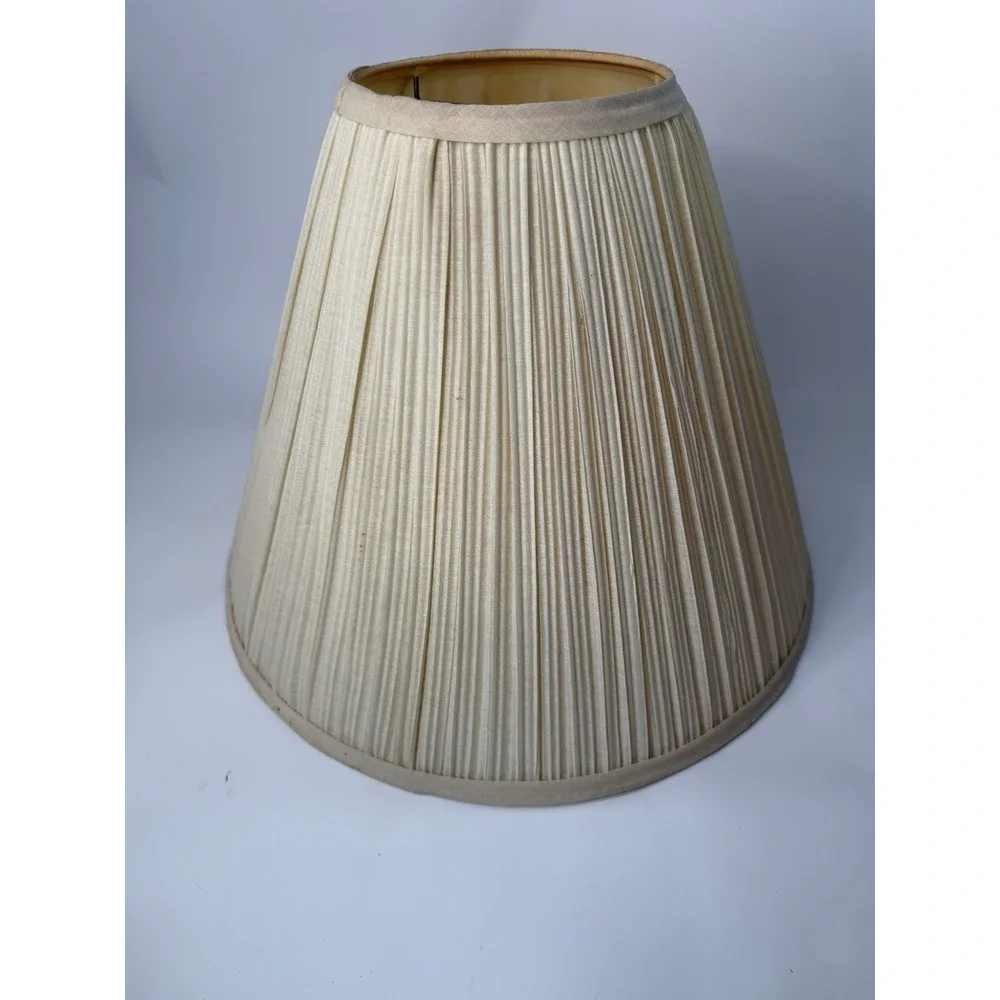 Vintage Ivory Pleated Fabric Large Lamp Shade 12x16